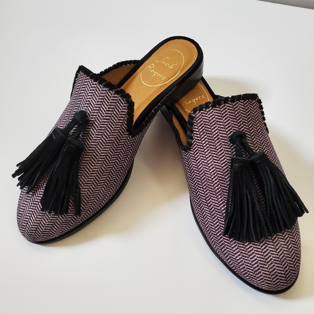 Jack Rogers Delaney Mules Herringbone sz 6